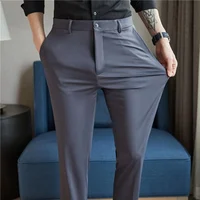 Pantalon d'été pour homme 29-42, fin, droit, extensible, décontracté, sans trace, sans repassage, tissu soyeux et rafraîchissant 1