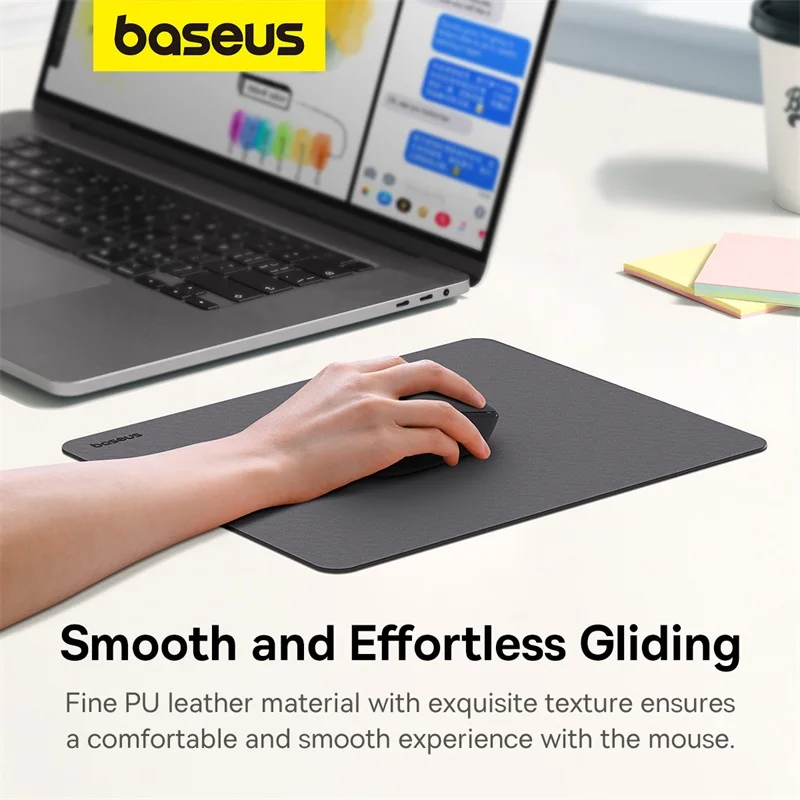 Baseus-couro pu Anti-slip Impermeável Mouse Mat Cor Simples Mouse Pad Material Escolar Acessórios de Escritório Mesa Grupo 26*21cm - Imagem 5