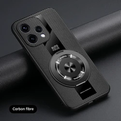 Luxury Leather Shockproof Phone Case with Magnetic Holder and Ring - Premium Protection Shell for Oppo Reno15 Pro (Matte black)