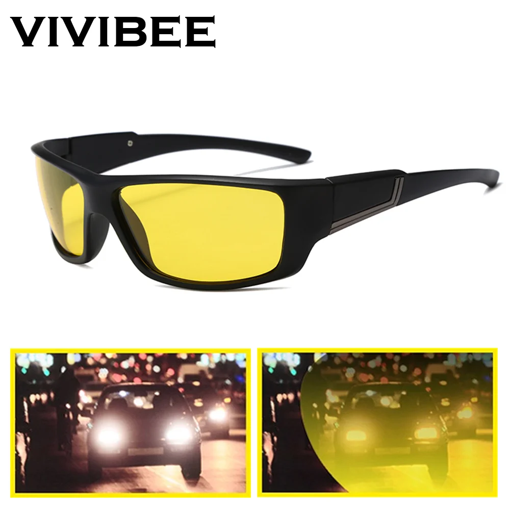 VIVIBEE Men Sports Polarized Night Vision Glasses Anti Glare Yellow Nightvision Driving Sunglasses Women Goggles night vision glasses night vision sunglasses