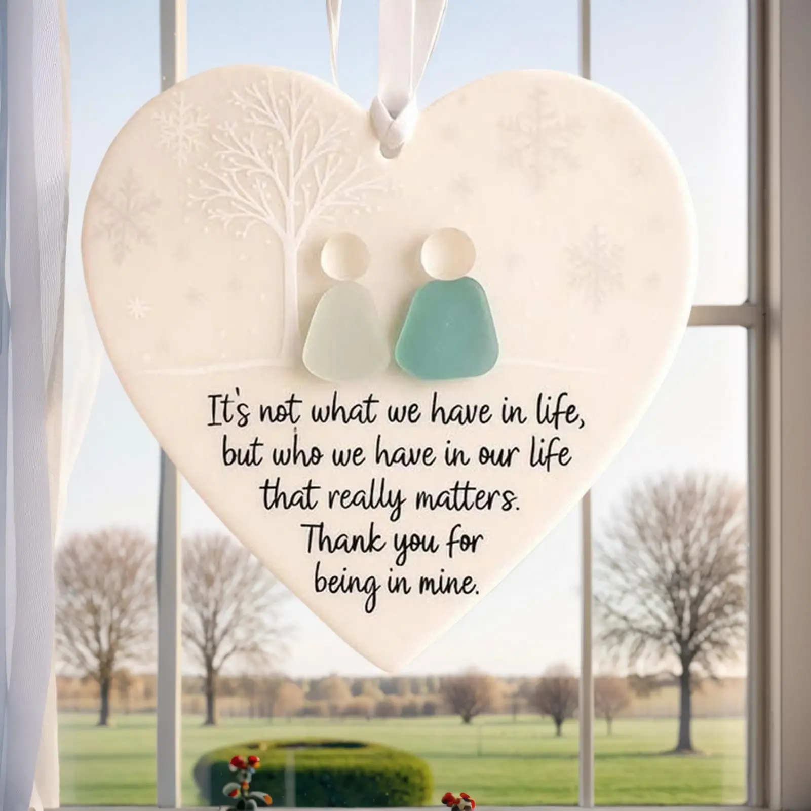 NEW Ceramic Heart Ornament 2025 Hangable Christmas Tree Ceramic Love Heart Ornament for Window Wall decoration