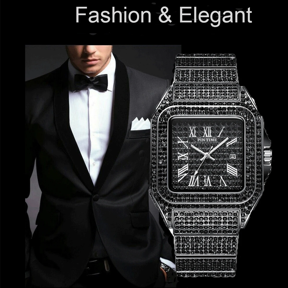 ICE Large Square Watch-22 Real Diamonds ?-Adjustable Men main image 2