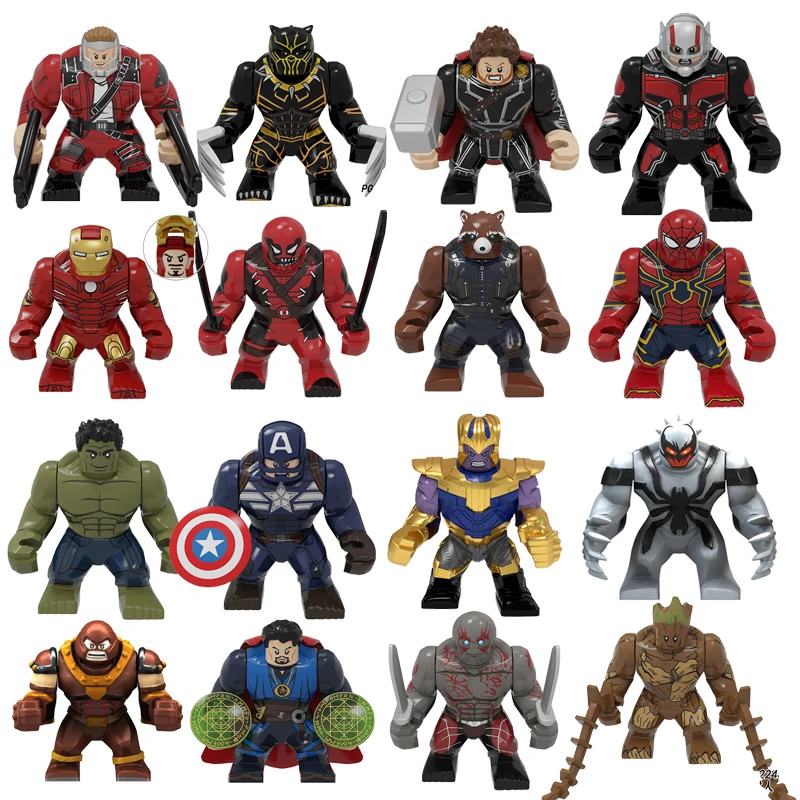 

Marvel Super Heroes Building Blocks Avengers Hulk Iron man Venom Black Panther Big Action Figures Bricks Assembles Toys Gift