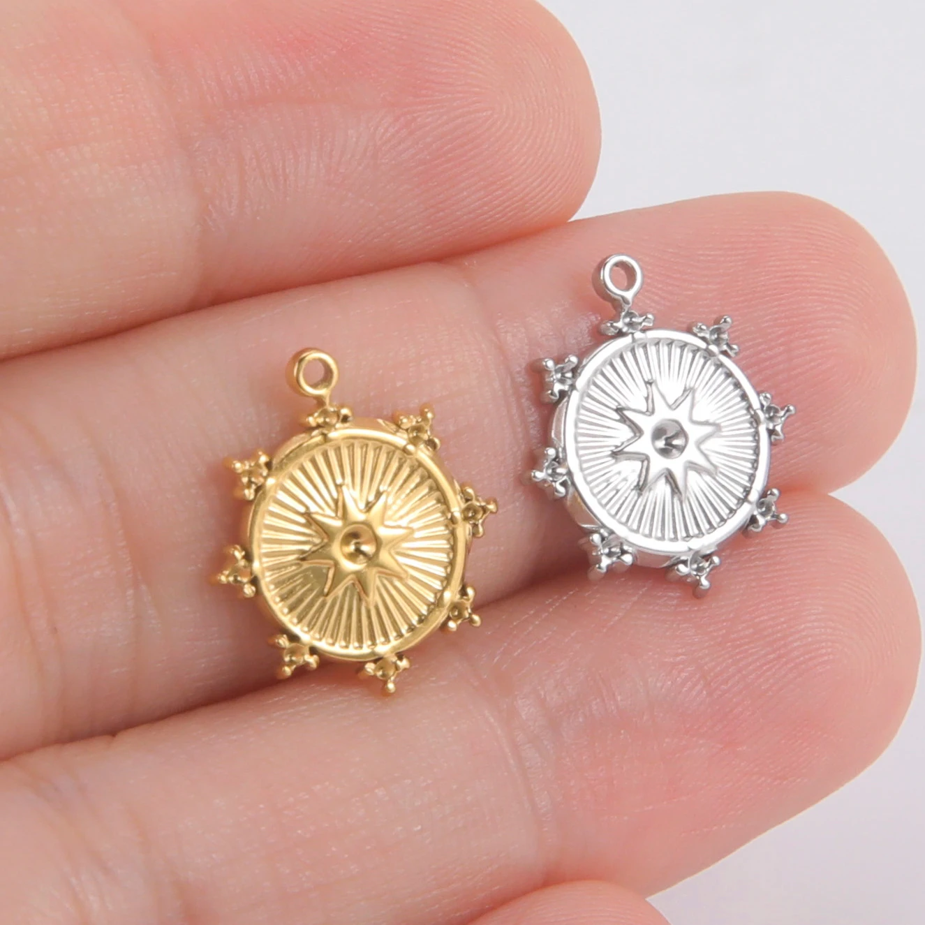 North Star Sun Stainless Steel Mini Pendant Charm