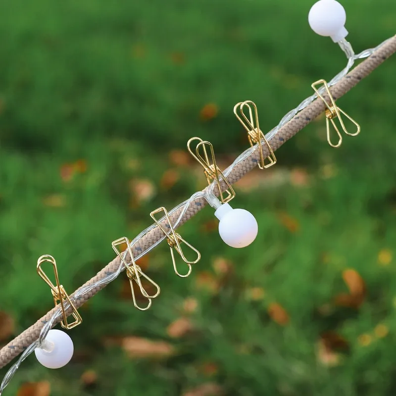 Sealing Clips 10/20pcs Tent Light String Fixing Hollowed Out Binder Food Sealing Bag Outdoor Camping Awning Metal Skeleton Dovetail