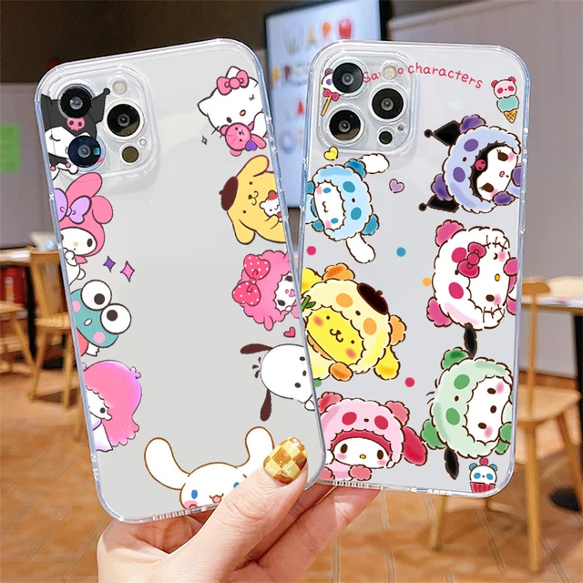 Funda transparente Kawaii Christmas Cinnamoroll para iPhone X XR XS SE 7 8  11 12 13 14 15 Pro Mini Plus Pro Max