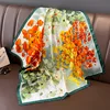 70x70cm Silk Scarf Square For Women Fashion Floral Printed Shawl Wrap Spring Summer Neckerchife Hair Band Lady Winter Scarves 3