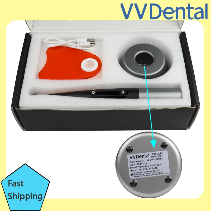 Lámpara de Fotocurado Dental Inalámbrica de Alta Potencia VV 3W, Luz LED Azul para Curado Rápido de Resina Dental en 3 Segundos