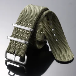 Premium Woven Nylon Men's Sport Watch Strap - High - Quality Fabric Band - 22mm (Green)