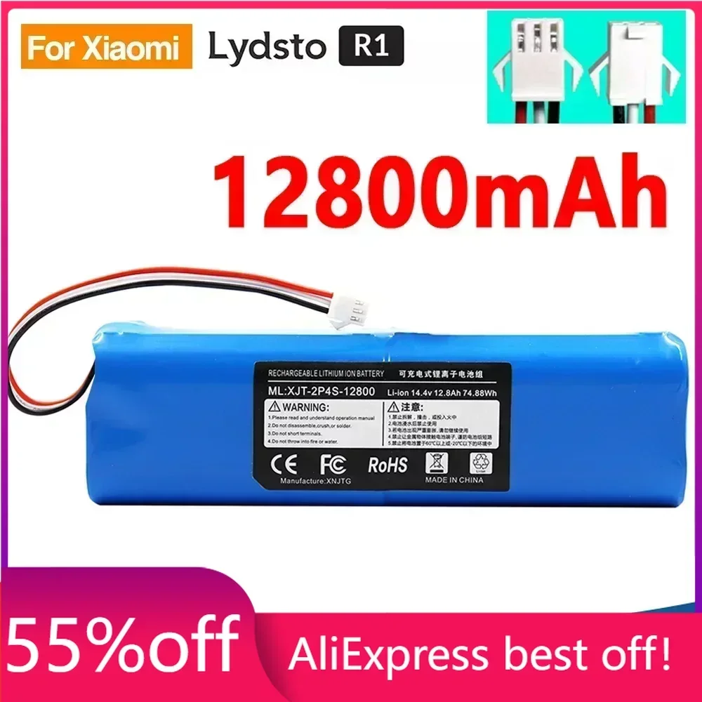 

Replacement For XiaoMi Lydsto R1 Roidmi Eve Plus Viomi S9 Robot Vacuum Cleaner Battery Pack Capacity 12800mAh Accessories Parts