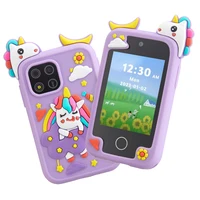 Purple Kids Educational Music Phone Toys Cartoon Baby Selfie Phone IPS Touchscreen Digital Camera for Girls Boys Best Gfits 1