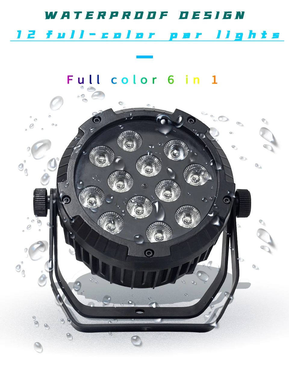 Description Picture 3 of item4Pcs/Lots 12x12W RGBW/12x18W RGBWA + UV 6 in 1 LED Par Light Aluminum Waterproof Stage Light DMX Control DJ Disco Equipment