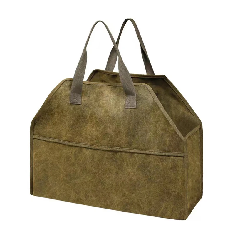 Log Storage Holder Carrier Canvas Firewood Bag Durable Fire Wood Tote Outdoor Portable Organizer 3