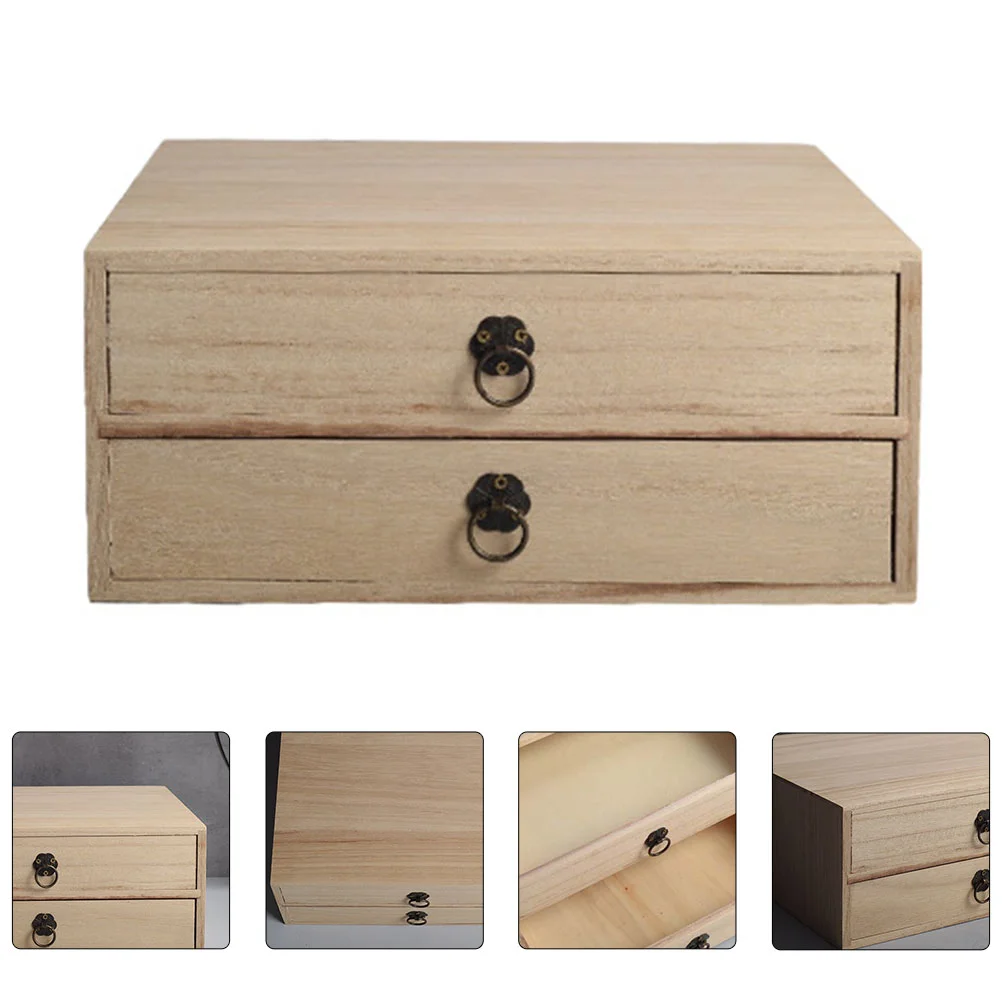 

Drawer Box Multi-layer Storage Container Multifunction Organizer Cypress Desktop Type Sundries Wooden