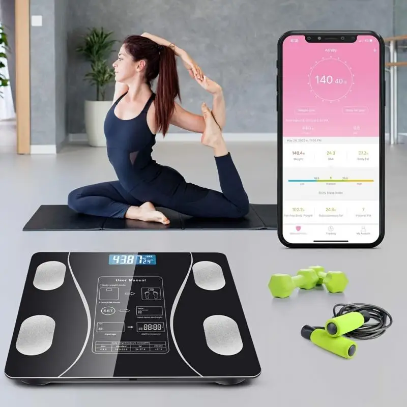 Smart Scale for Body Weight Digital Bathroom Scale Bluetooth Body Fat Scale Body Analyzer with Smart APP Sync Weigh Height Fat - 3