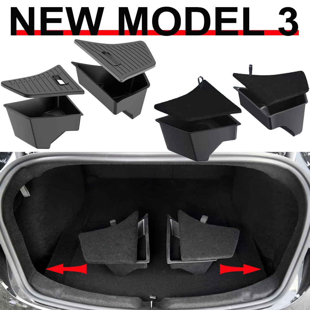 Trunk Storage Bins for-2026 Tesla Model 3 Trunk Storage Bins Rear Trunk Organizer Side Storage Box Model 3 Highland Travel Accessories