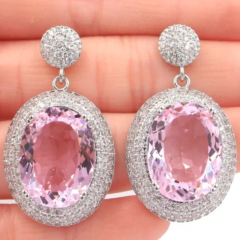 18g 925 SOLID STERLING SILVER Earrings Violet Topaz Kunzite Alexandrite Topaz Zultanite Purple Spinel White CZ Dating