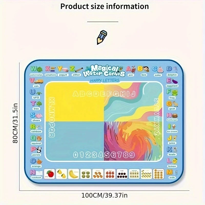 100x80cm 물 낙서 매트 매직 드로잉 낙서 매트 색칠 매트 드로잉 보드 2-7 세 소년과 소녀를위한 교육 장난감