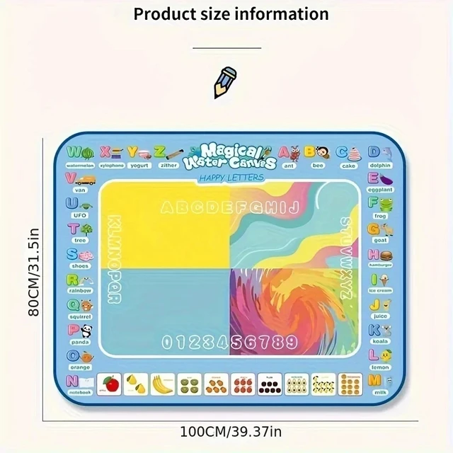 100x80cm Water Doodle Mat Magic Drawing Doodling Mat Coloring Mat Drawing Board Educational Toys for 2-7 Years Old Boys and Girl 6