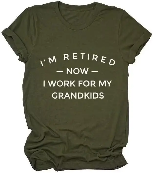 

Funny Retired Grandma T-Shirts Short Sleeve Crewneck Casual Tops