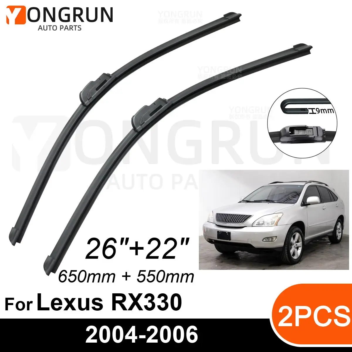 

Стеклоочистители для Lexus RX330 2004-2006, 26 + 22 дюйма