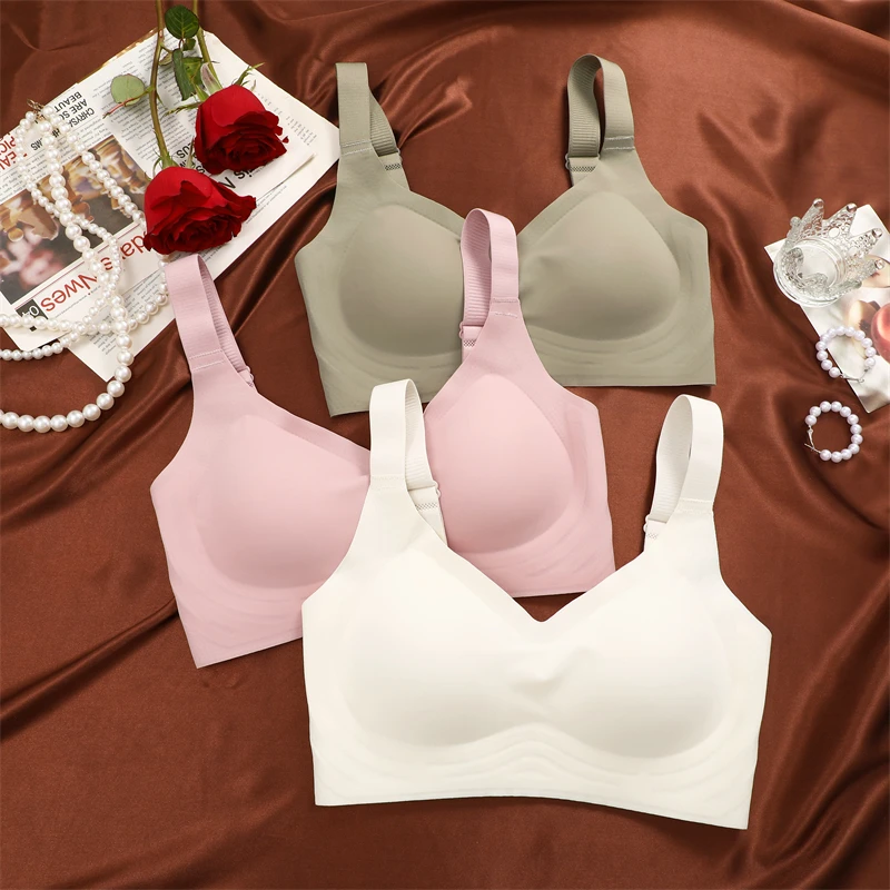 Seamless Underwear For Women Large Breasts Bras Sexy Padded Push-up Bralette Female Soft Support Sports Brassiere Intimates