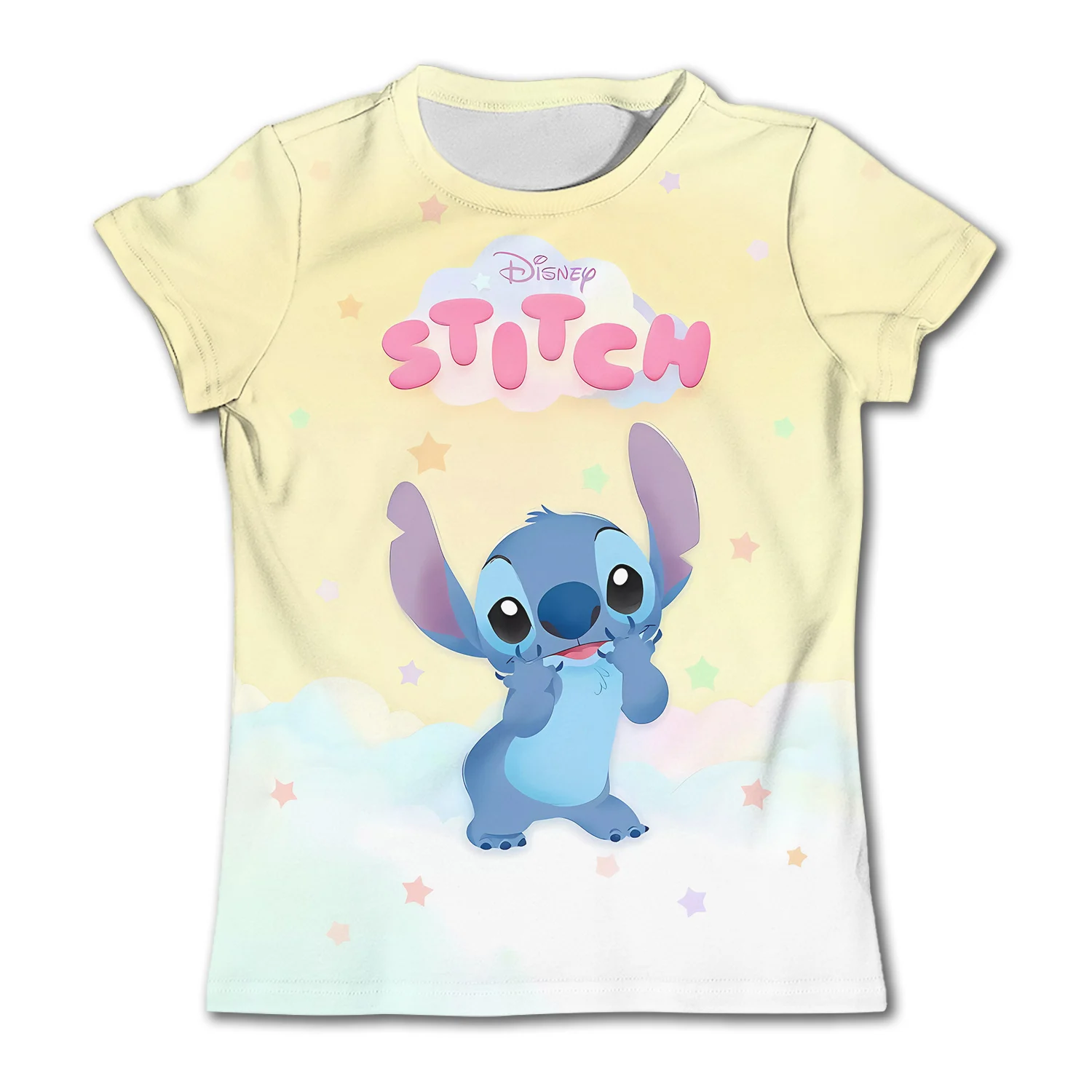3-4Y Girls Disney Stitch T Shirts Summer Cute Cartoon Short Sleeve Children's Casual Clothing Quick Dry Tees T-shirt Kids' Top 5