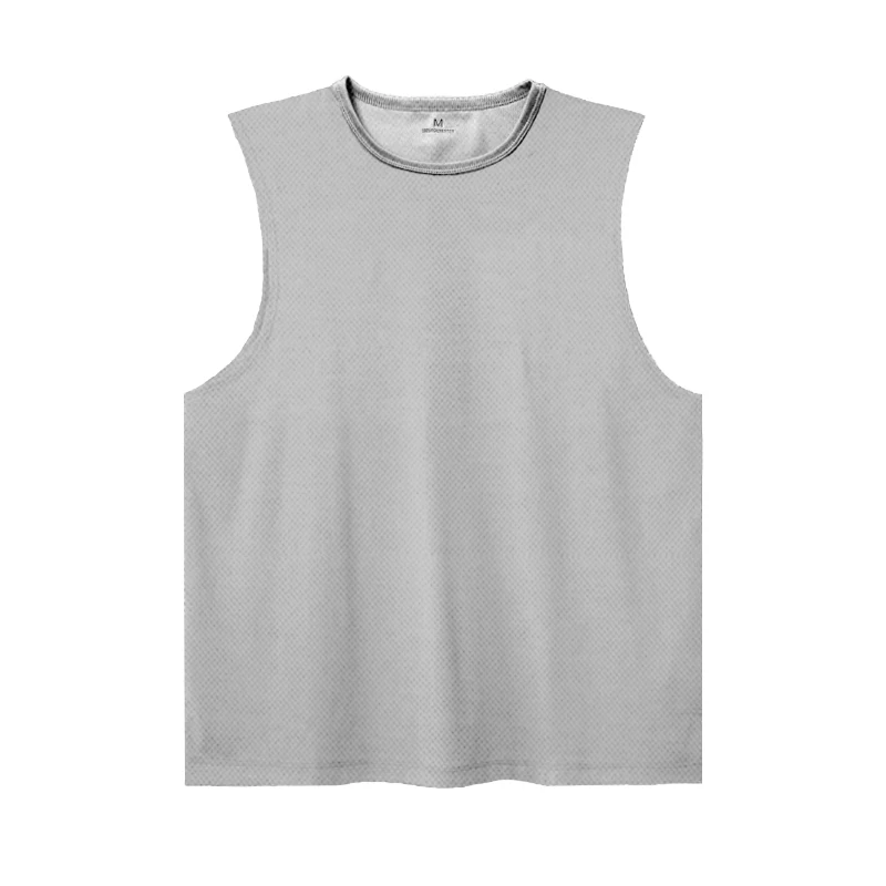 Summer Ice Silk Running Vest Men Sports Fitness Sleeveless T-shirt Quick-dry Mesh Gym T-shirt Breathable Plain Lovers Clothing 4