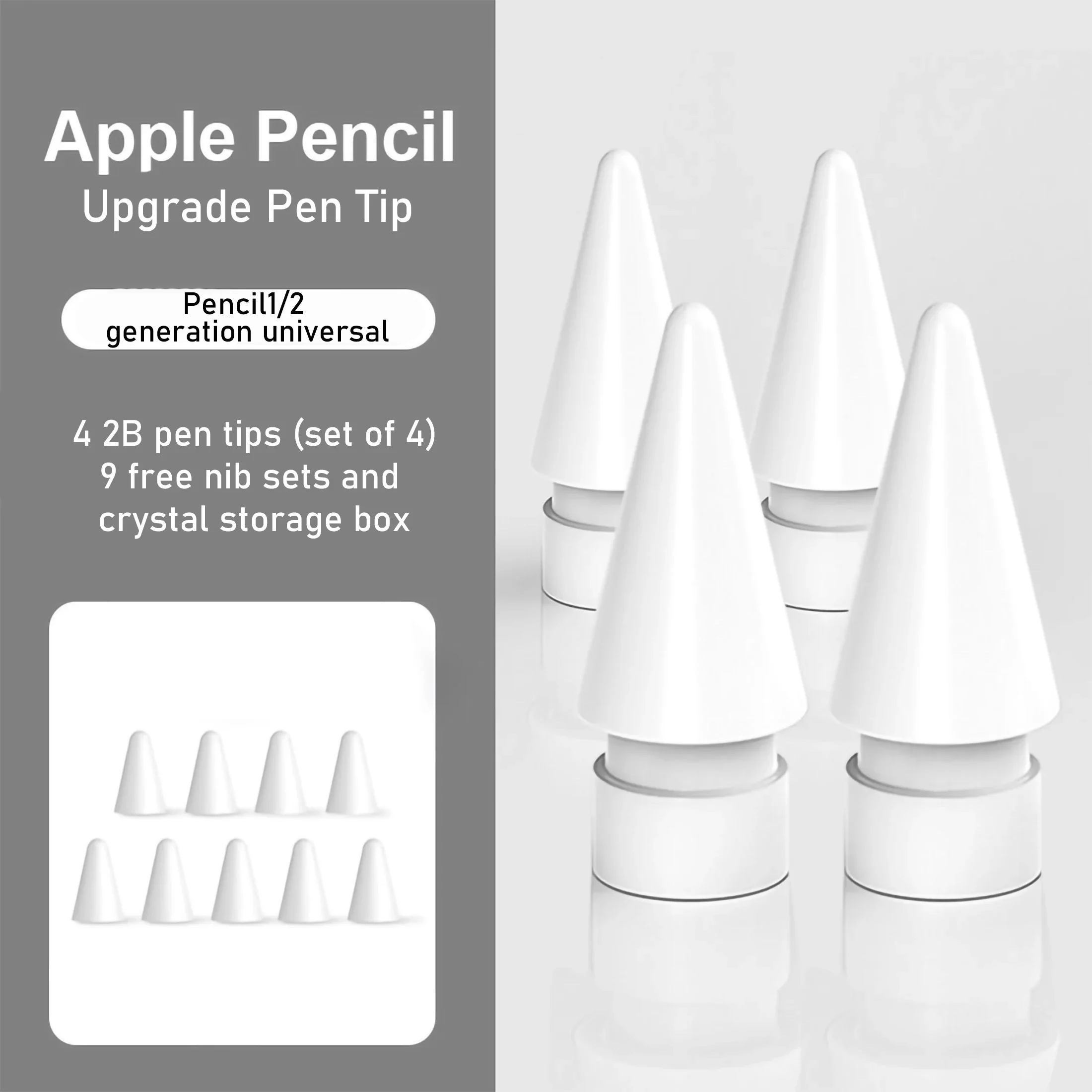 6-1Pcs Replaceable Pencil Tip Spare Stylus Nib Anti-slip Pencil Tips for Apple Pencil 1/2 Gen Point Tablet Pen Nibs for IPencil