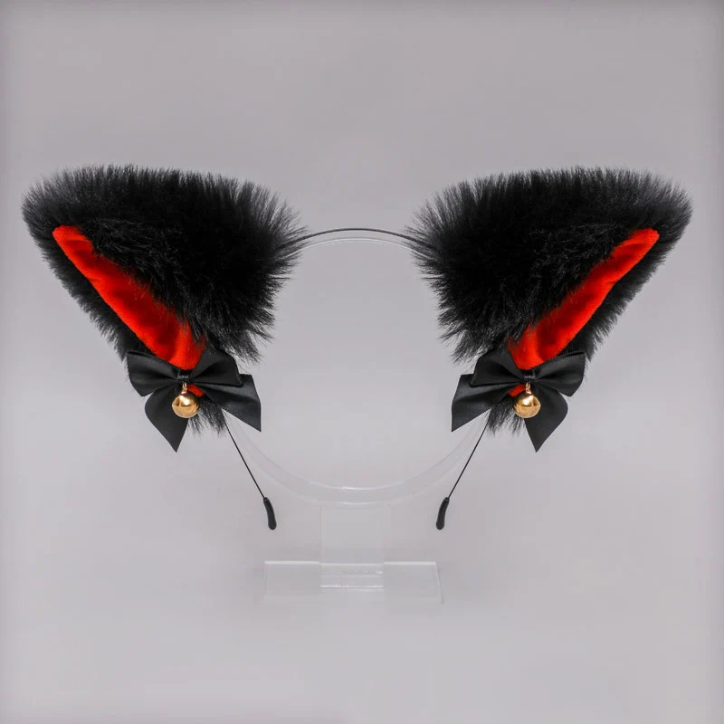 Cute Cat Ear Fox Ear Faux Fur Hair Hoops With Bell Bowknot Cosplay Masquerade Headband Headwear Costume Accessory Halloween Gift