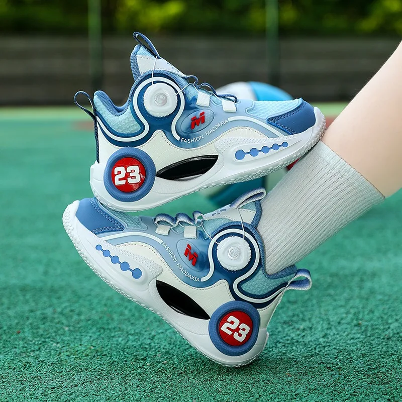 

Children's Basketball Shoes 2024 Autumn New Boys' Mesh Breathable and Wear-Resistant Sports Shoes Big Children's Training Shoes
