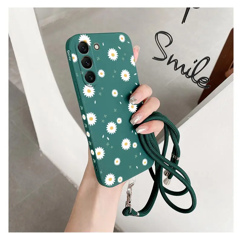 S23 Sonnenblumen Lanyard Silikon Telefon Fall Für Samsung S23 S23 Plus S23 Ultra S23FE S24 S24 Plus S22 S22 Plus s21FE S20 Abdeckung – Detail 9