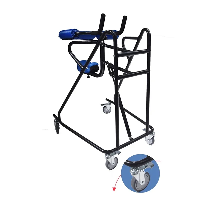 Hemiplegia Walker Stand Frame with Seat Wheel Rehabilitation Device Folding Height Adjustable Lower Limb Disabled 4