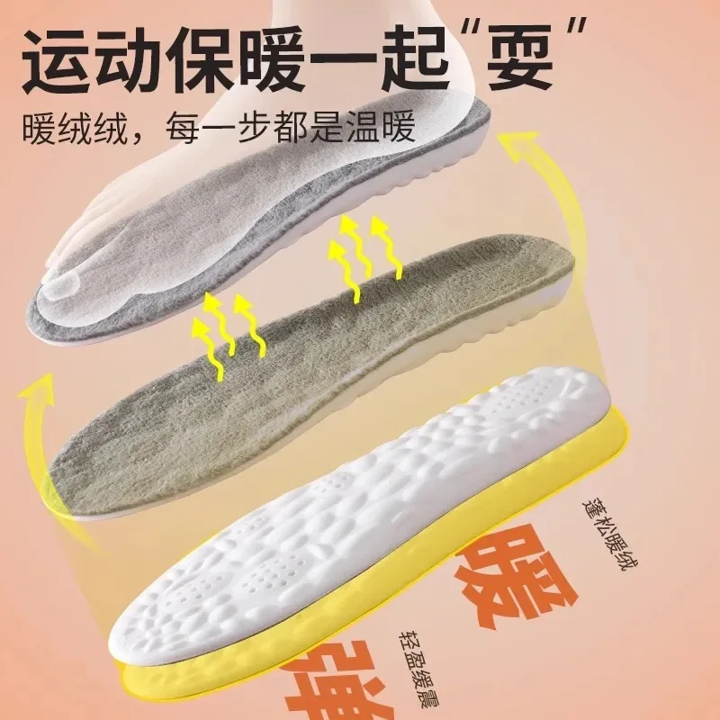 Insoles for Feet 2pcs Winter Warm Self Heated Thermal Wool Thermal Memory Foam for Men Women Sports Shoes Self-heating Shoe Pads shoe insoles orthopedic insoles heated shoe insoles