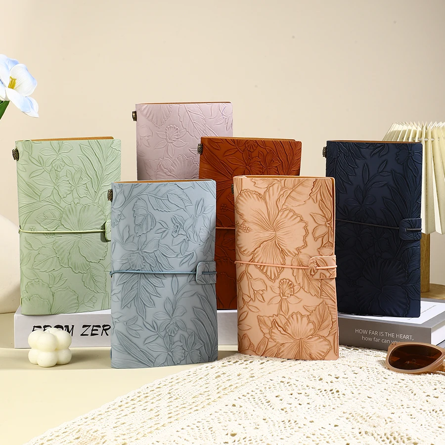 Elegant Floral Embossed Vegan Leather Journal - Stylish Notebook