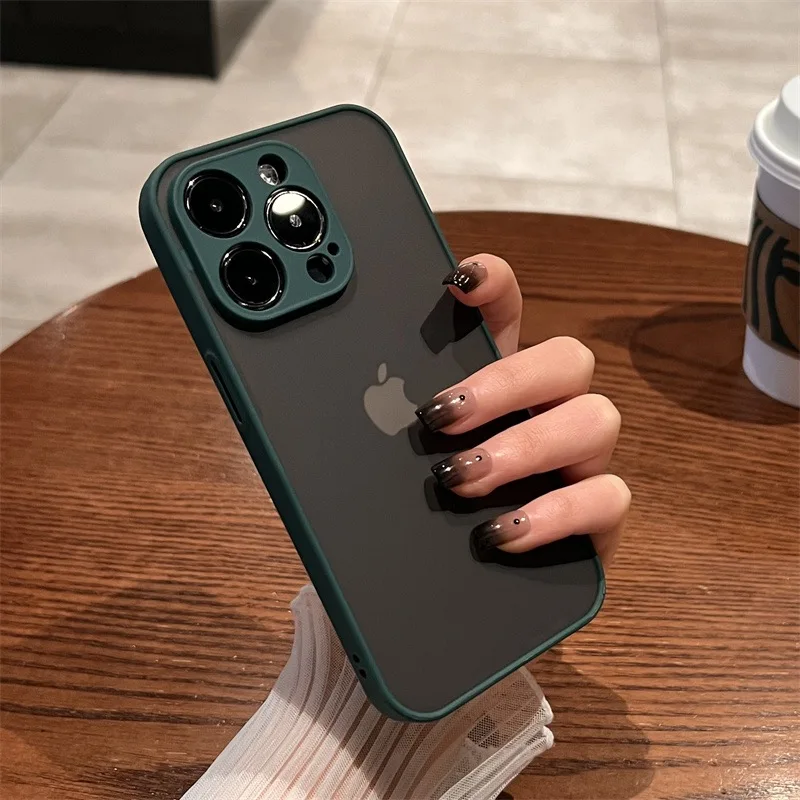 thumbnail image 1 of Luxury Matte Shockproof Case for iPhone 15 14 13 12 Mini 11 Pro X XS Max 7 8 Plus SE Clear Translucent Armor Soft Bumper Cover, 1 of 5