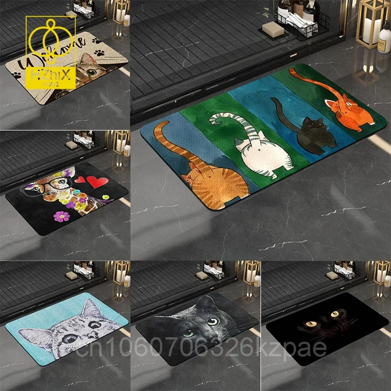 

Four Cats Printed Entrance Door Mat Front Door Anti-slip Carpet For Bedroom Kitchen Bathroom Rug Modern Floor Mats Living Rooms