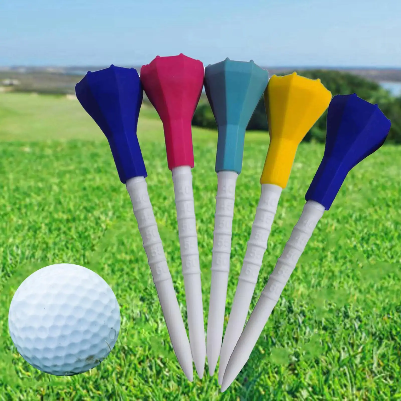 

5Pack Plastic golf professional tees Unbreakable Rubber Tee Ball Holder