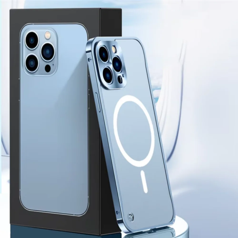 Premium Metal Aluminum Alloy MagSafe-Compatible Wireless Charging Case with Translucent Cover