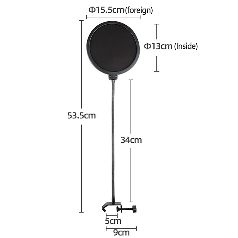 Schermo per microfono per accessori di registrazione e conversazione, filtro per microfono da studio a doppio strato, maschera flessibile antivento per filtro audio - immagine 6