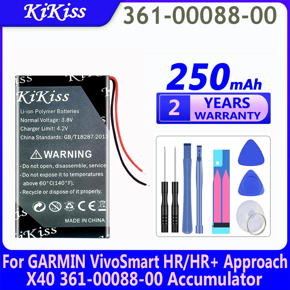 Batteria Potente Kikiss Da 250Mah Per Accumulatore Garmin Vivosmart Hr/Vivosmart Hr + Approach X40 361-00088-00