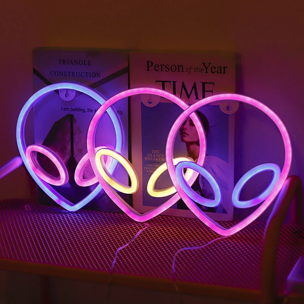 

Neon Light Party LED Aliens ET Colorful Pink Led Night Light for Bedroom Decor Neon Sign Wallpaper Christmas Neon Bulb