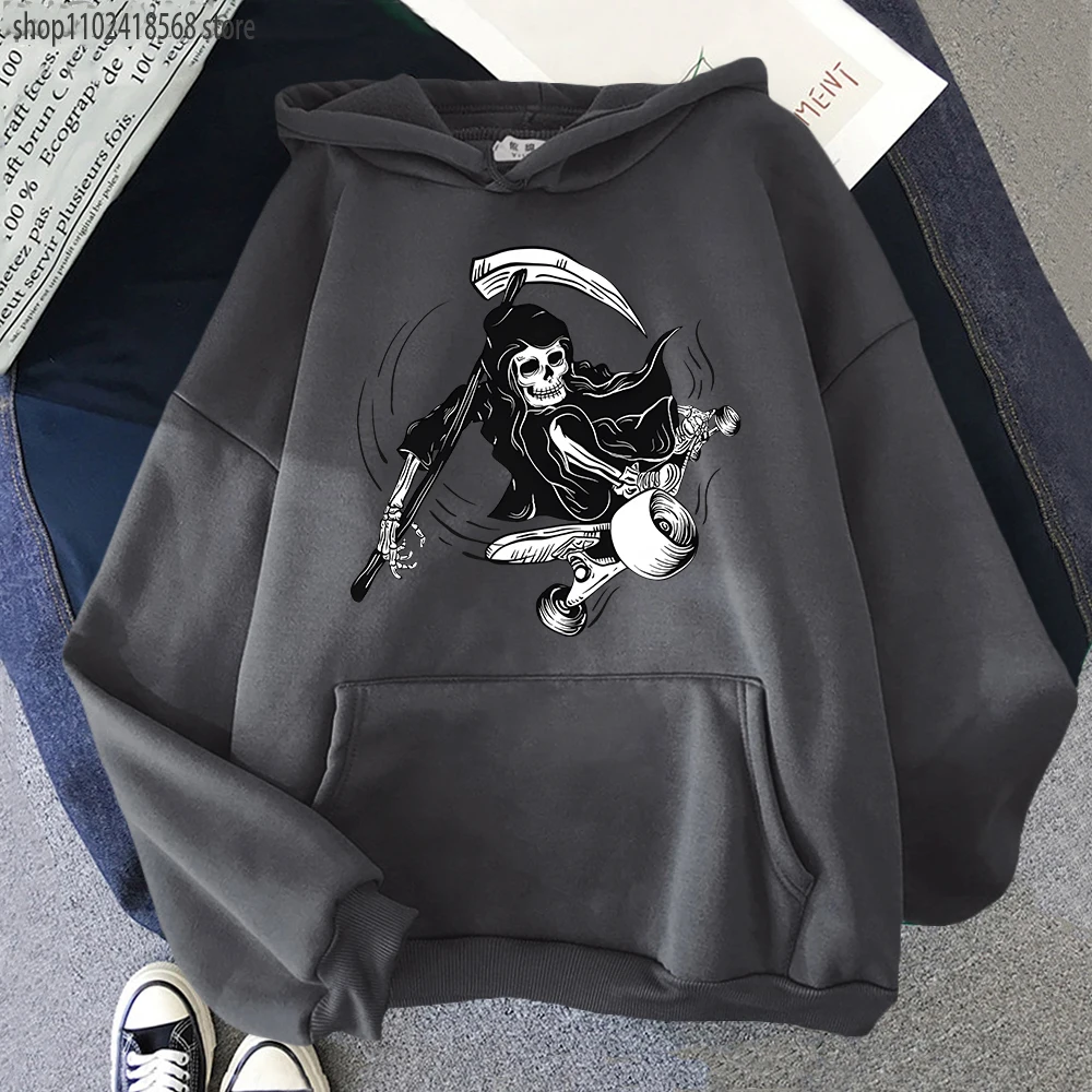 

Grim Reaper Skateboarding Print Hoodies Men/women Sweatshirts Skateboard Clothes Four Seasons Long Sleeve Clothing Hip Hop Tops