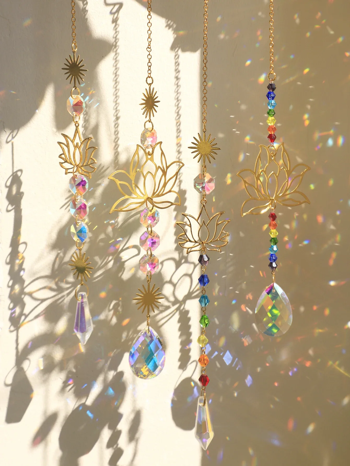 Lotus Crystal Sun Catcher Suncatcher Rainbow Maker Chakra Light Catcher Stained Glass Window Outdoor Garden Decoration crafts