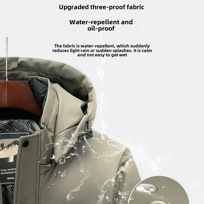 Brand Winter Down Jacket Men's high quality Thick Waterproof Hooded White Duck Down Coat Men Casual Zipper Pocket Puffer Jacket