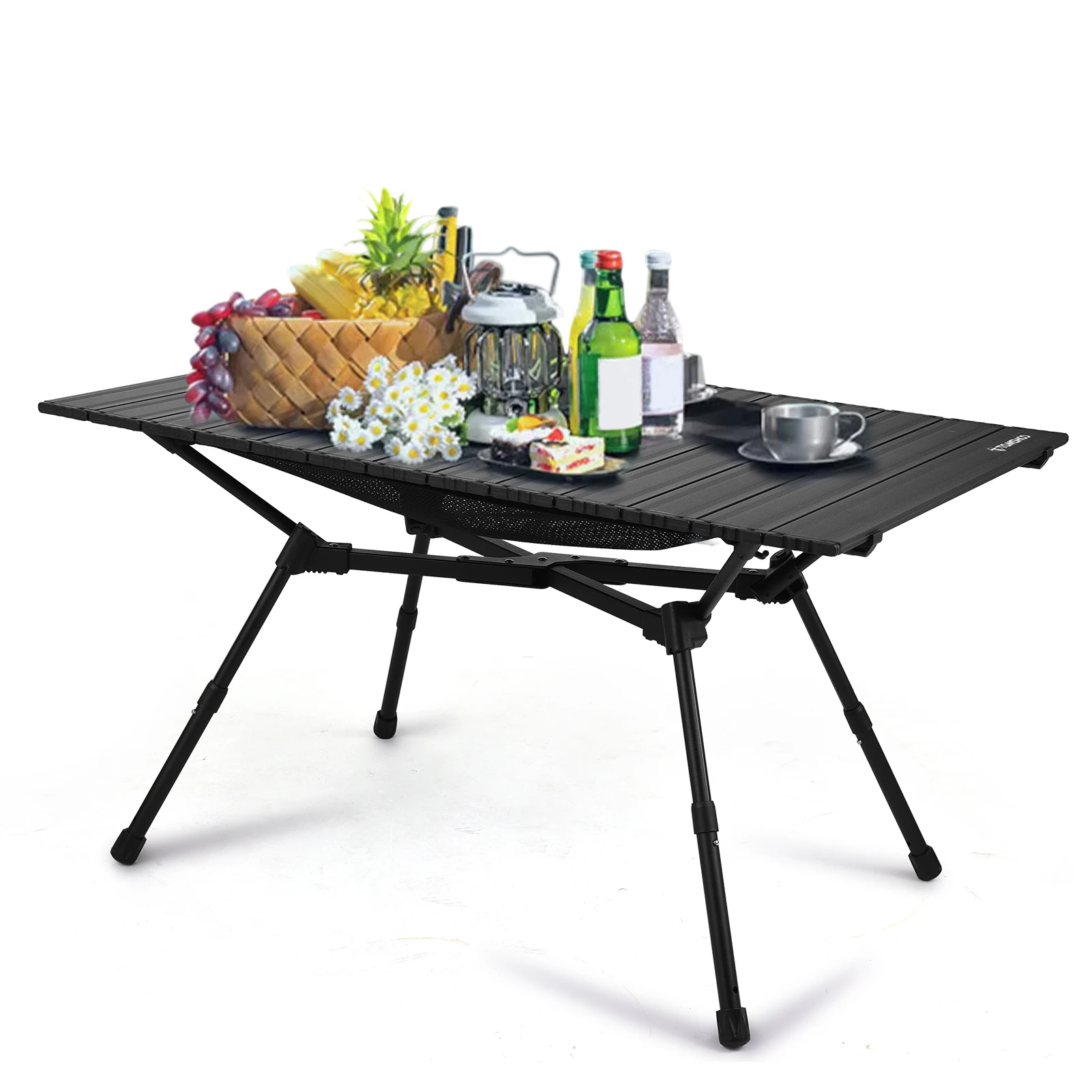 

TOMSHOO Folding Camping Table Foldable Aluminum Camp Table with Mesh Basket & Adjustable Legs for Outdoor Picnic Backyard BBQ