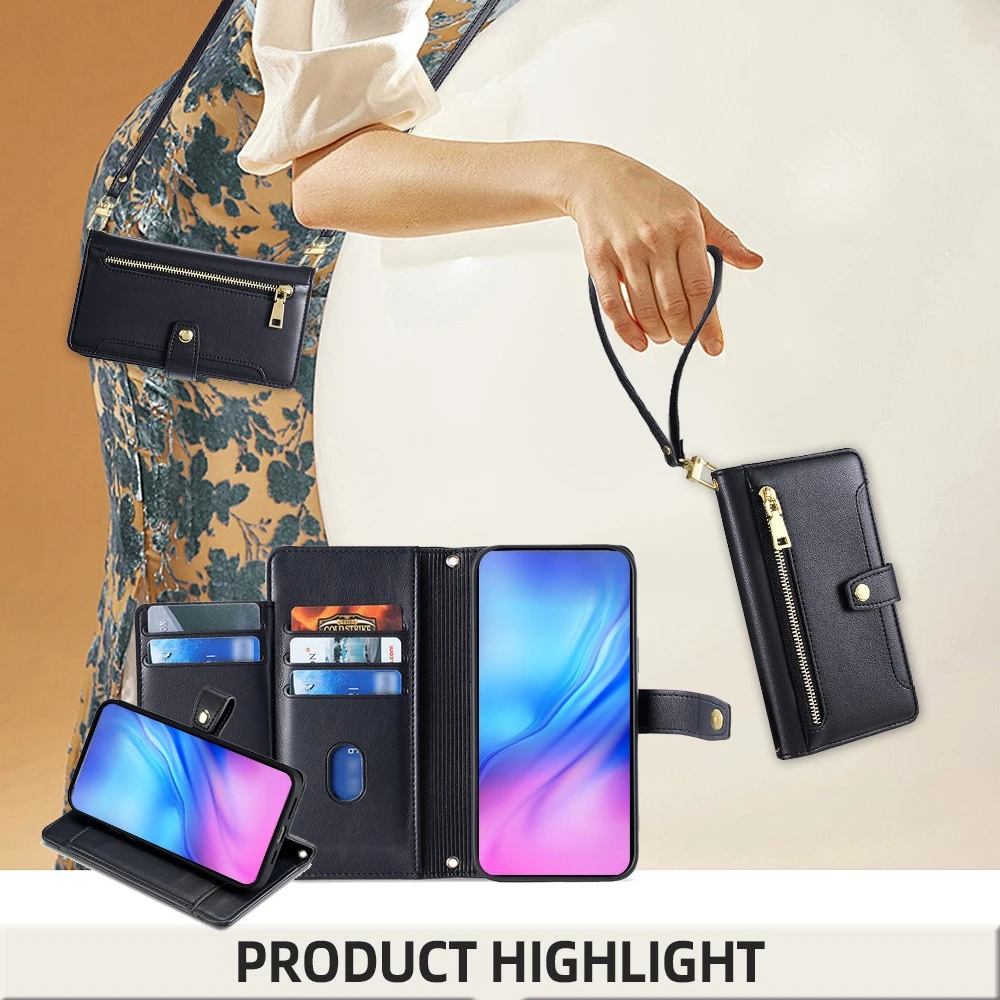 Luxury Leather Wallet Flip Case with Card Slot and Hard Shell