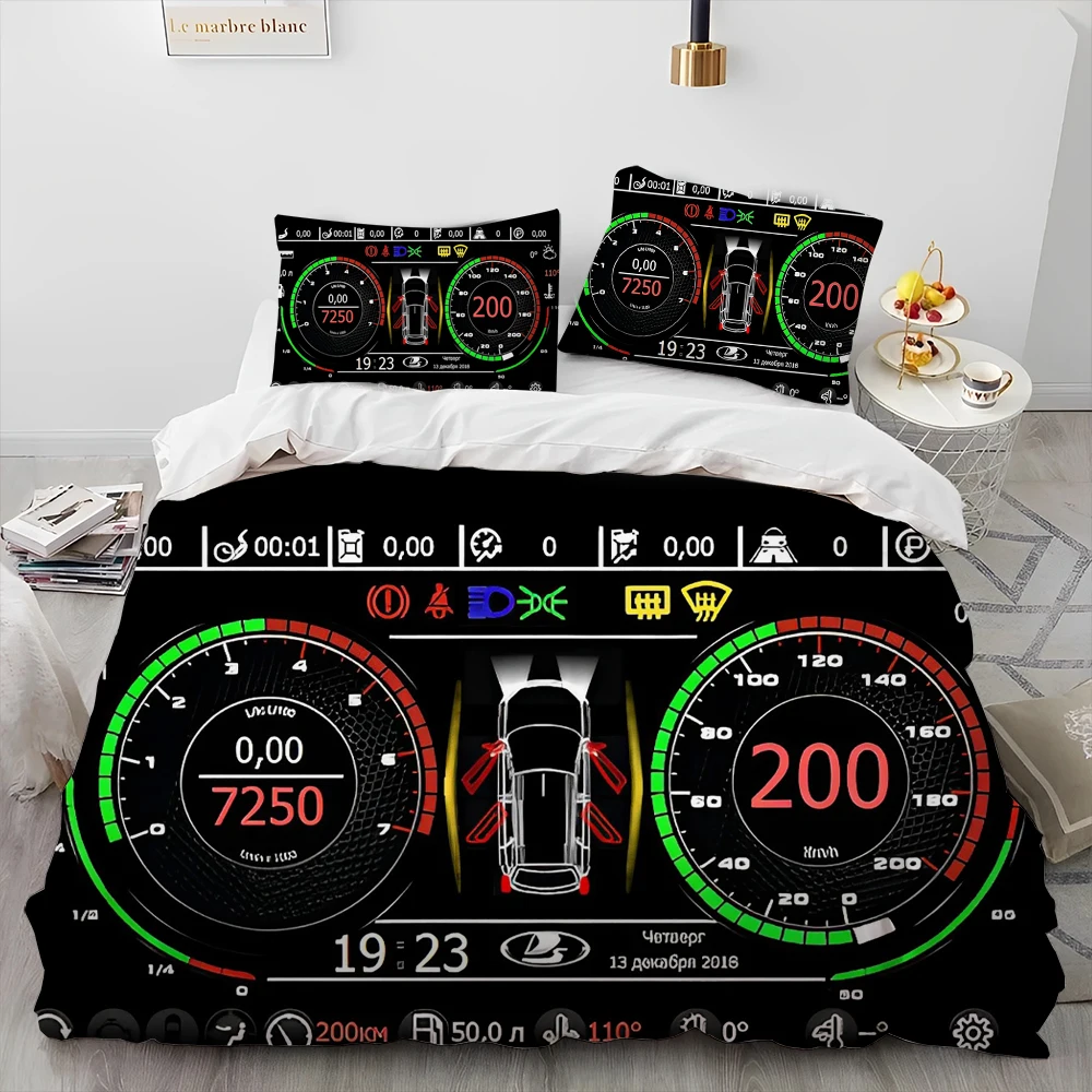 

3D Racing Car Dashboard Comforter Bedding Set,Duvet Cover Bed Set Quilt Cover Pillowcase,King Queen Size Bedding Set Adult Child