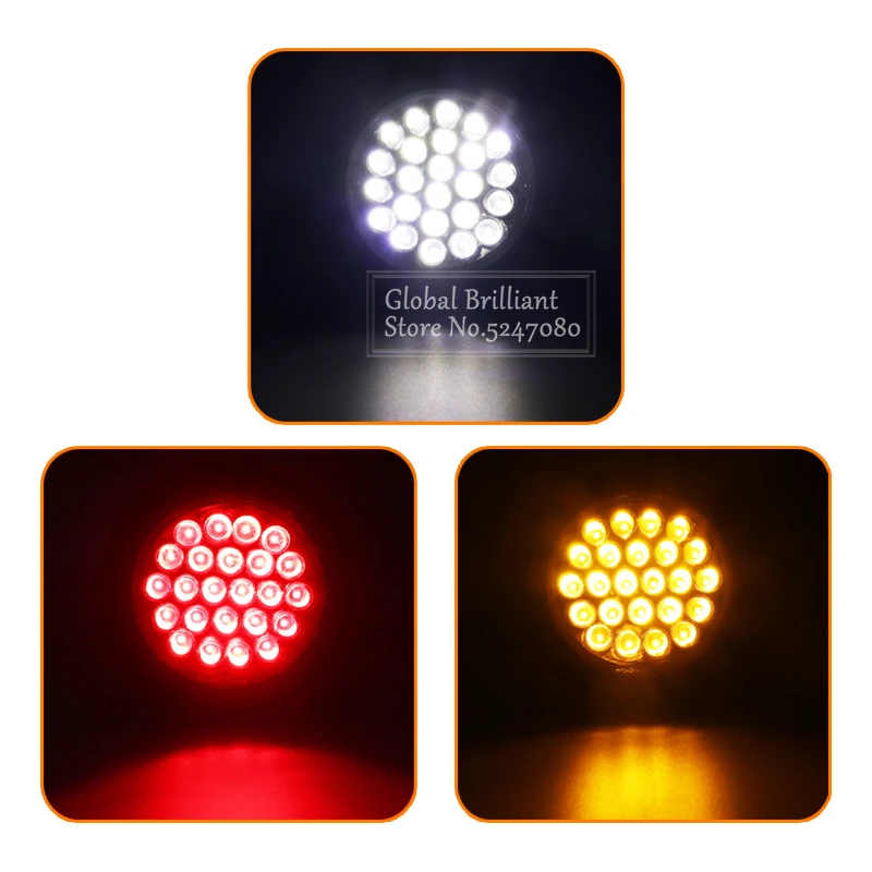 24V auto camion rimorchio luci posteriori posteriori rotonde girare luce Singal riflettore freno Stop indicatore laterale luci di avvertimento rosso giallo bianco - immagine 3