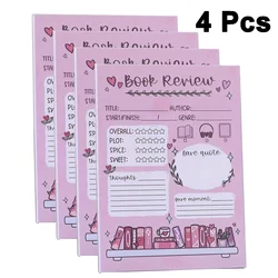 Fun Book Review Notepad Set - Perfect Gift for Book Lovers and Ideal for Office Organization (4 Pcs)